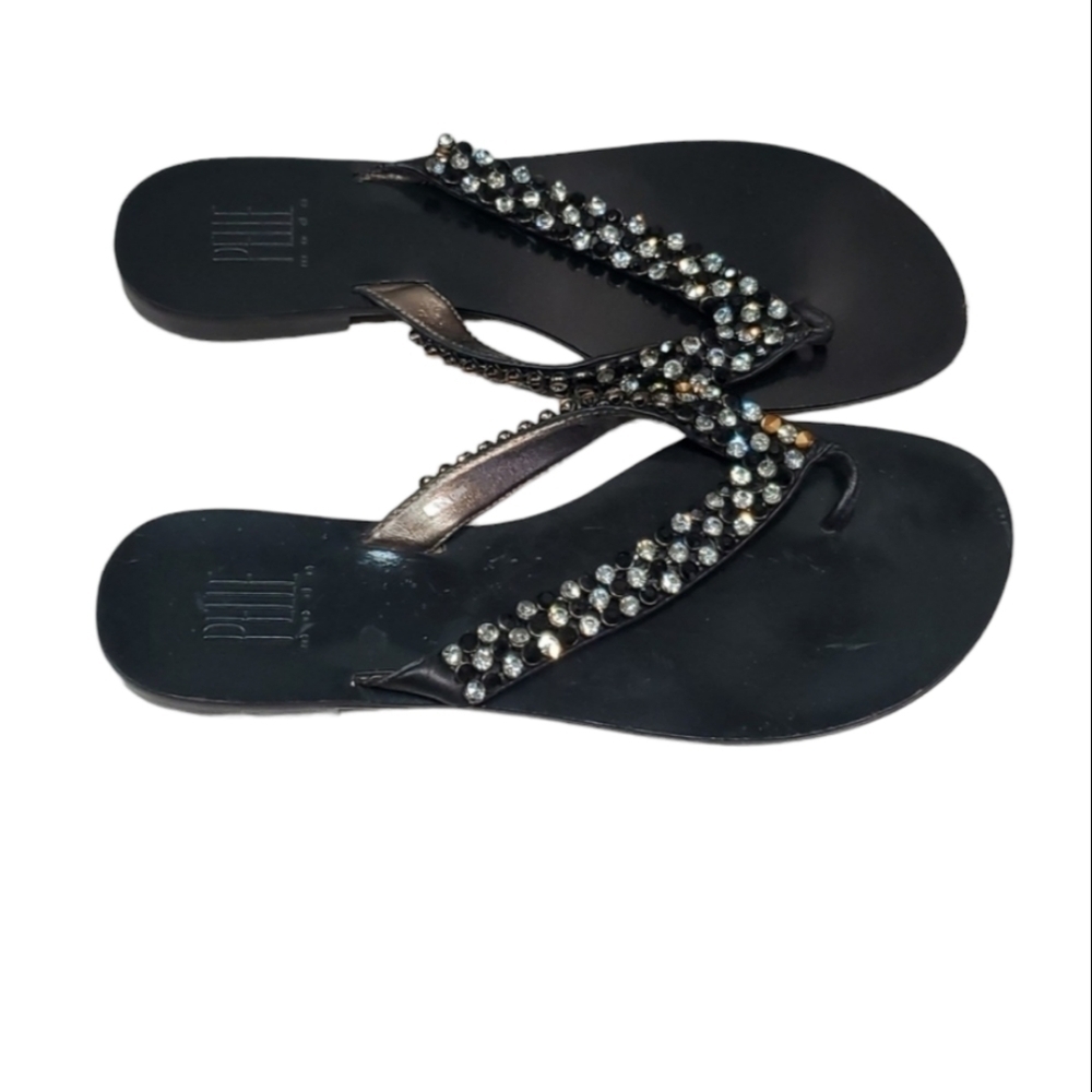 Pelle Moda Womens Rhinestone Strap Thong Sandals Flats Flip flop shoes sz 9M